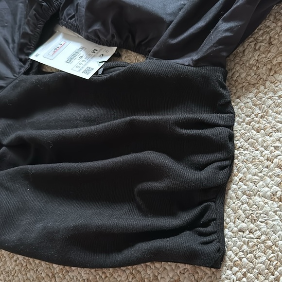 NWT Zara adorable black puff sleeve cotton crop top - Picture 11 of 13